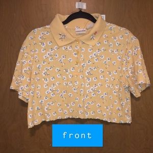 Yellow floral cropped shirt
